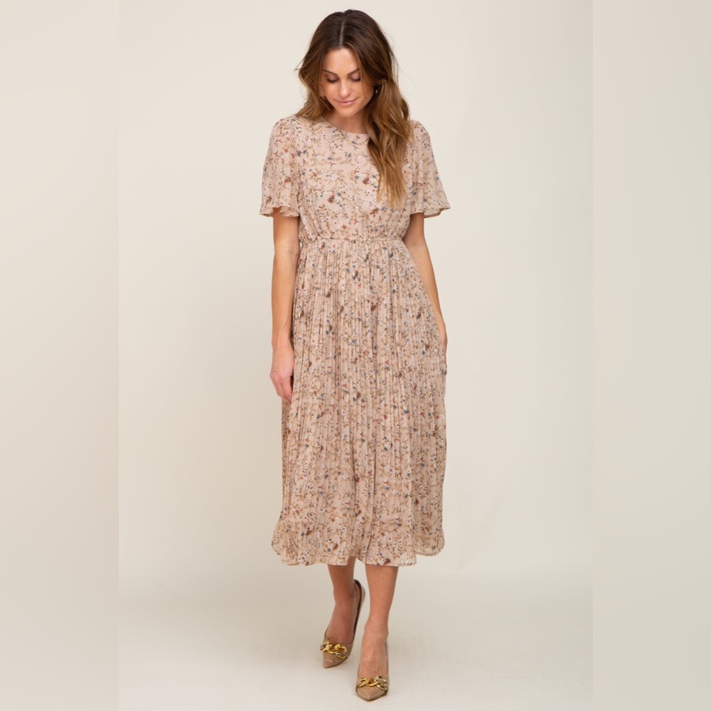 Pinkblush floral pleated midi dress nwot
